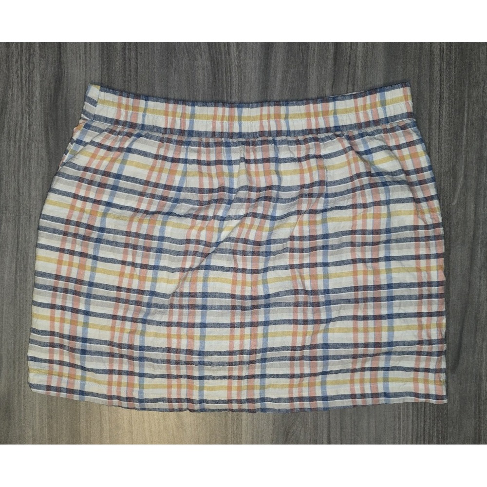 CATO Plaid Linen Blend Skort Pockets Picnic Cottagecore Feminine Preppy Sz L - Picture 2 of 9